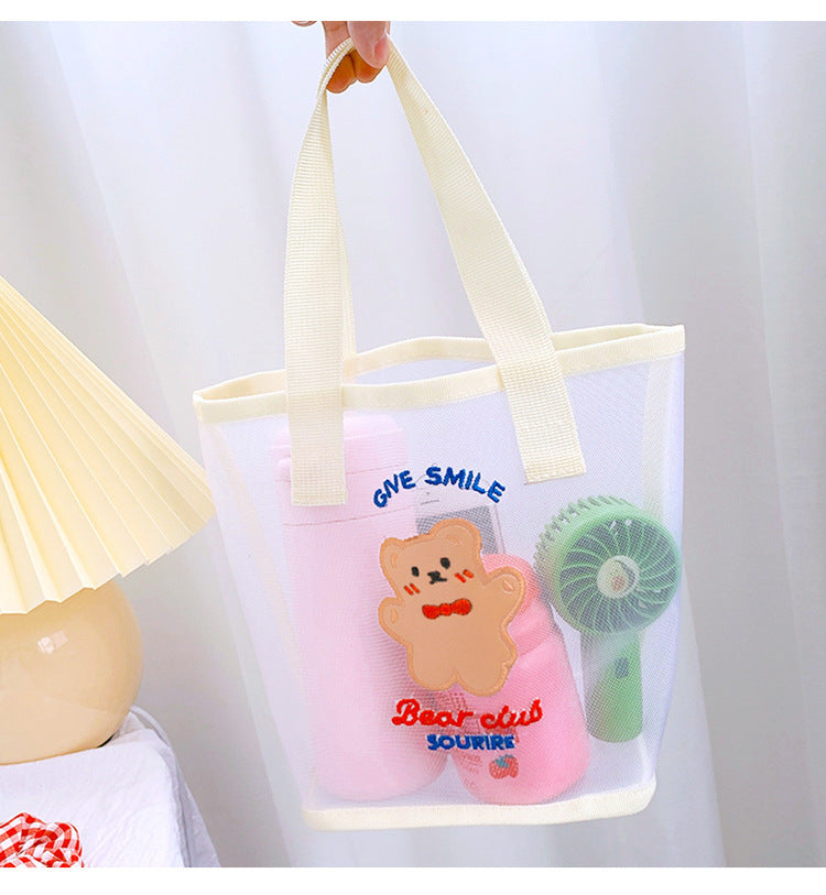 Teenage Girls Handheld Female Mesh Makeup Bag