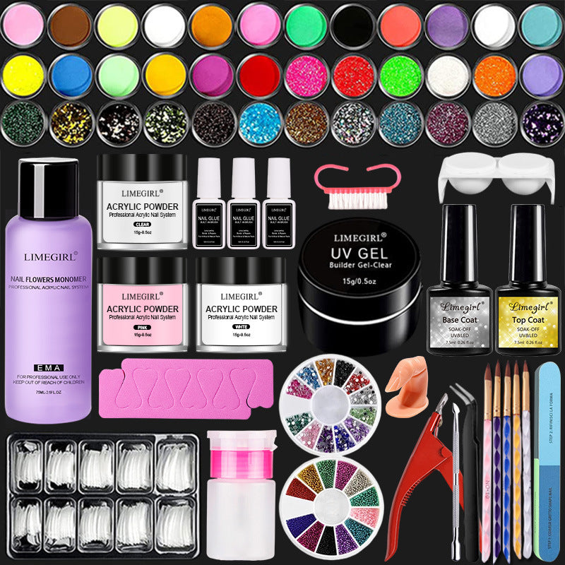 Acrylic Powder Crystal Liquid White French Nail Tip 42 Colors Dance Suits Bottom Rubber Seal Layers