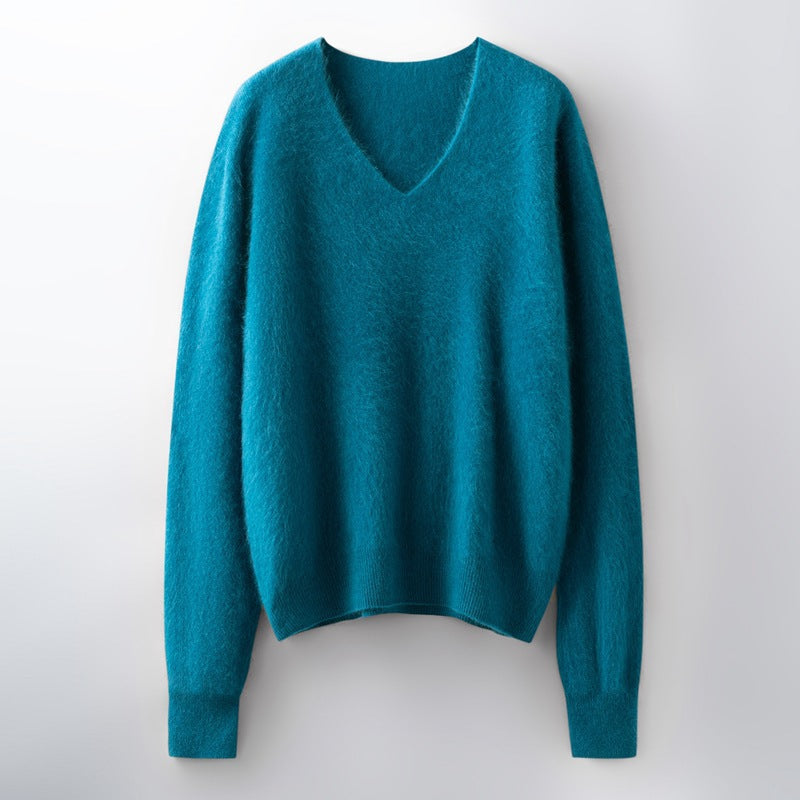 Versatile Loose-fitting Brushed Sweater In A Solid Color