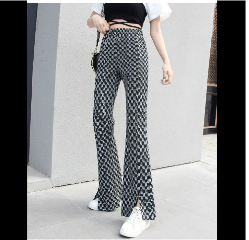 Designed High Waisted Printed Letters With Slits