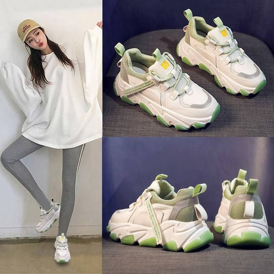 Daddy sneakers til damer, alsidige, sportslige, med tyk sål