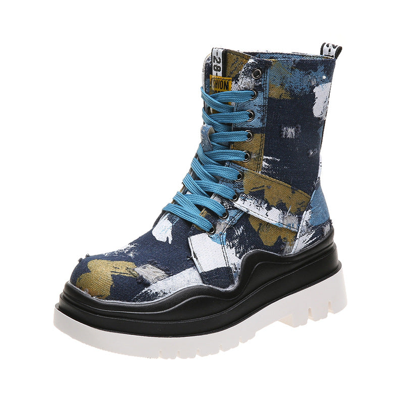 Fashion Canvas Platform Casual Short Boots Women