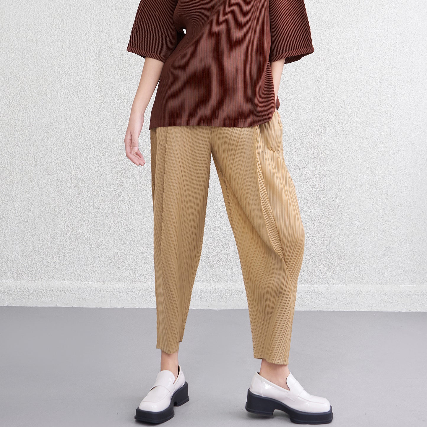 Pleated Craft Spring And Summer High Waist Slimming Skinny Pants