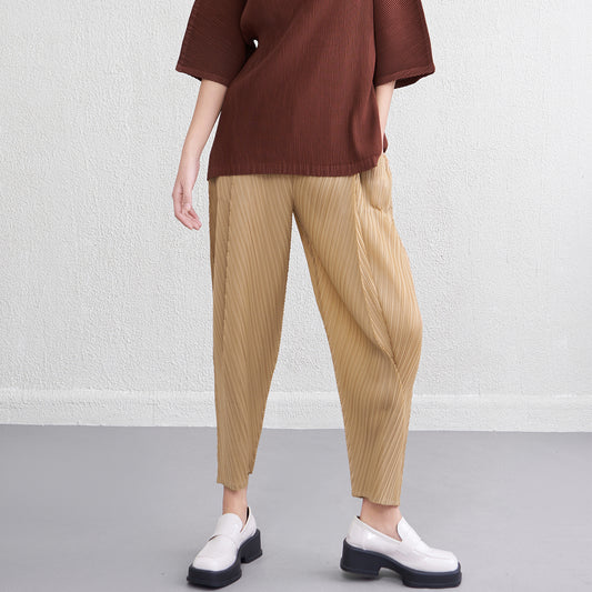 Pleated Craft Spring And Summer High Waist Slimming Skinny Pants