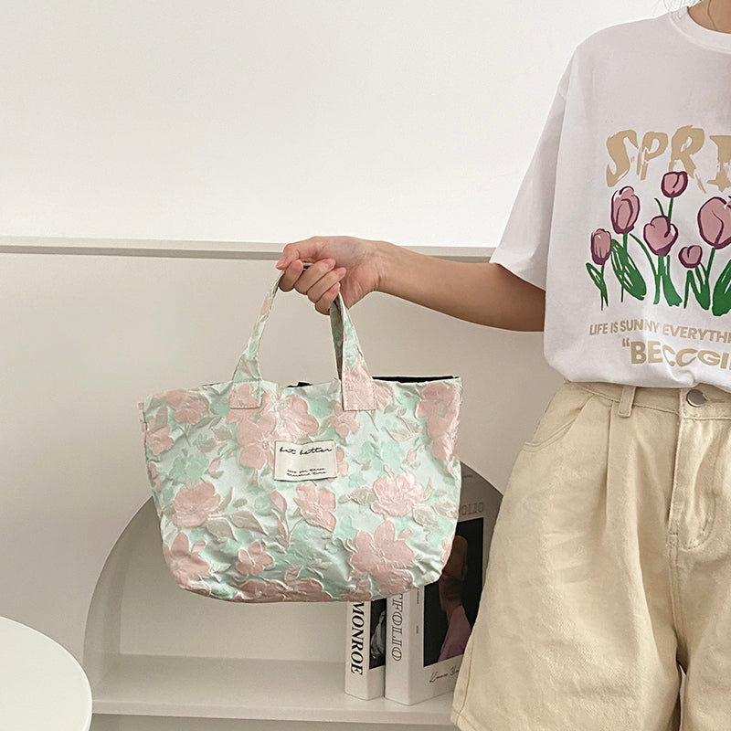 Women's French Three-dimensional Embossed Hand-carried Cloth Bag