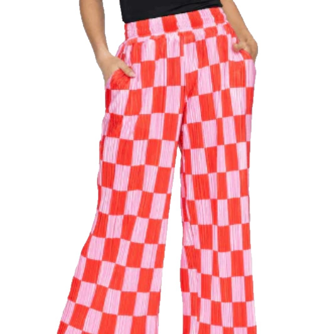 Fashionable Minimalist Plaid Print Pleated Trousers
