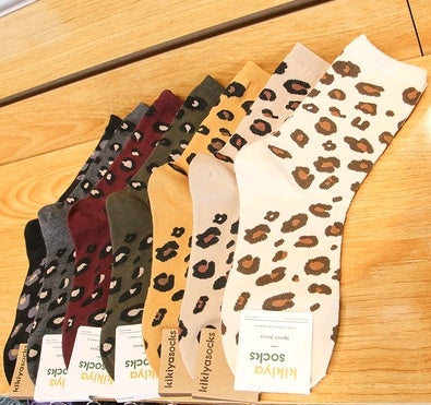 Leopard socks, female leopard, personality, tide, autumn and winter, Korean version, stockings