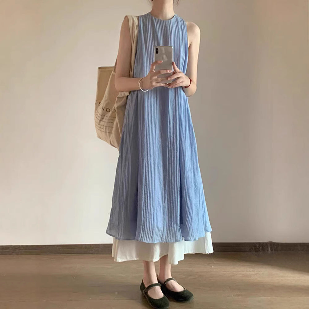 Fake Two Piece Dress For Women Slimming Long Dress
