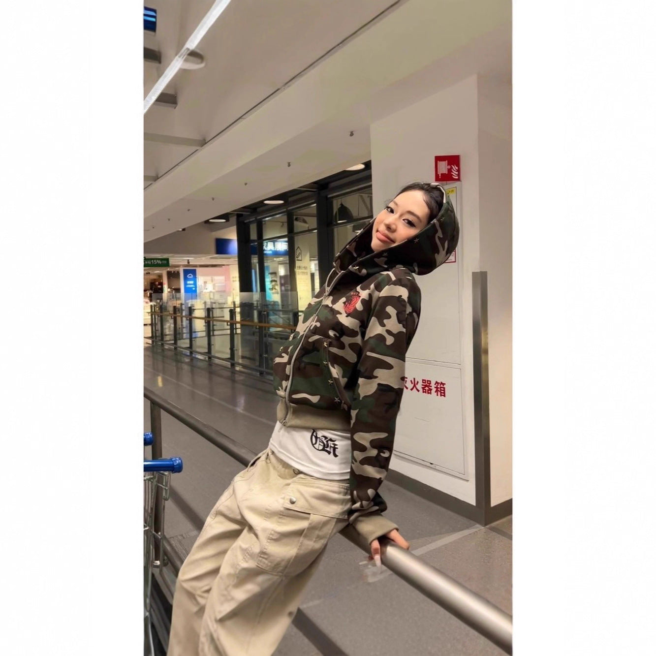 Women's Camouflage Hoodie Short SpringAutumn Coat
