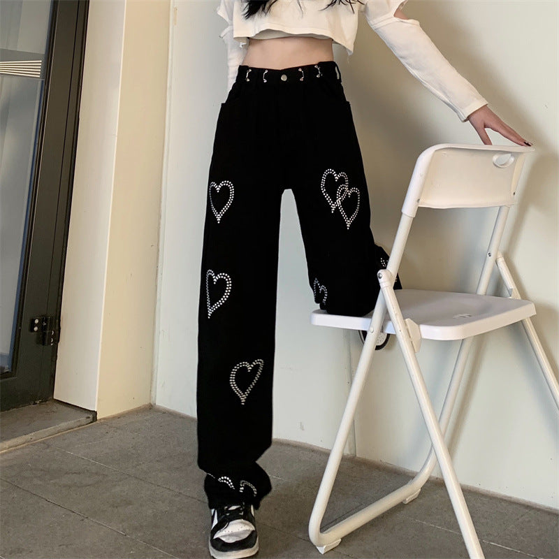 Retro Love Casual Pants All-match High Waist Pants Fashion