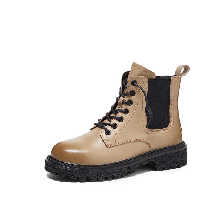 Fashion Women's Thick-soled Leather Martin Boots