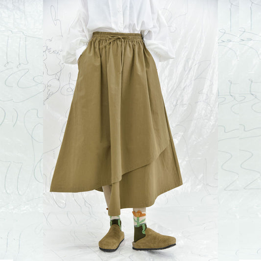 Early Spring Art Retro Versatile Irregular Hem Double Layer Lamination Design Japanese Skirt