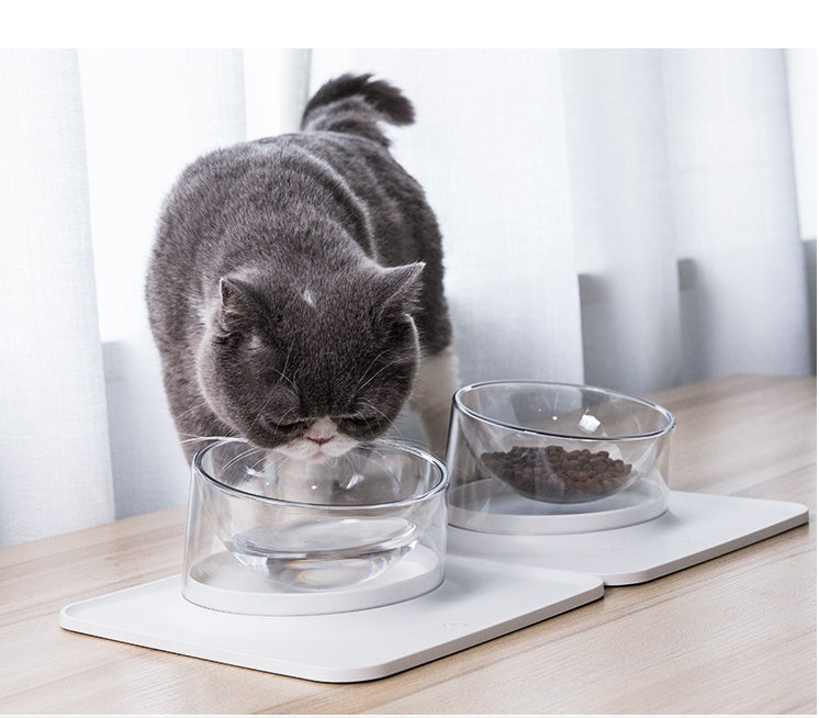 Aiwo (aiwo) pet anti overflow and anti overturning mat with inclined mouth single bowl cat bowl dog bowl water bowl