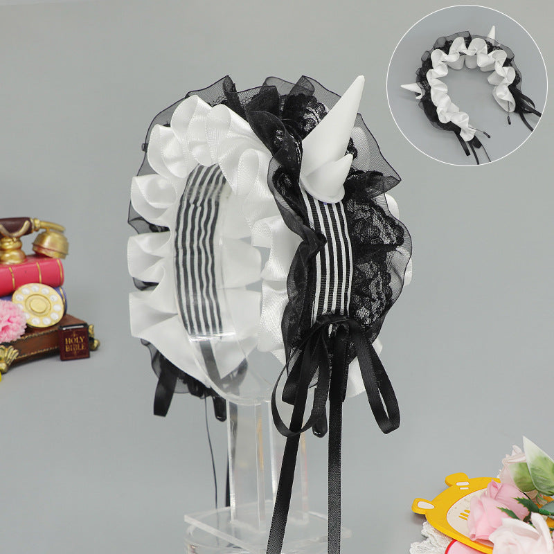 Subculture Gothic Style Devil Horn Y2g Lolita Dragon Horn Hair Band