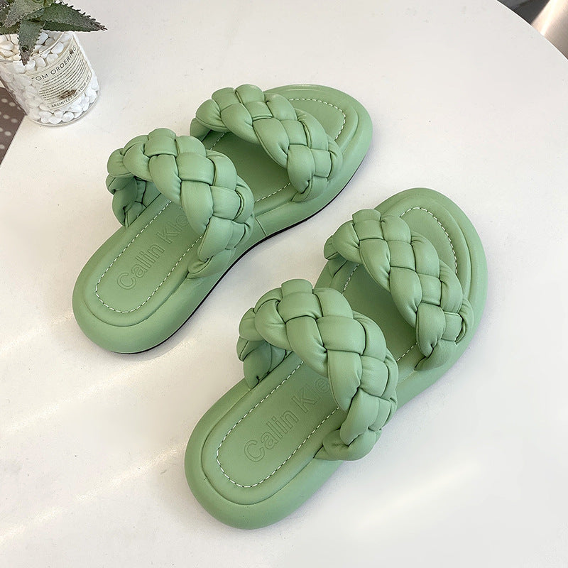 Women's New Fairy Style Woven Flat Retro Slippers