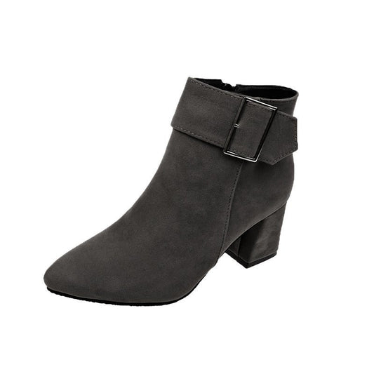 Korean Women's Short Boots With Pointed Toes
