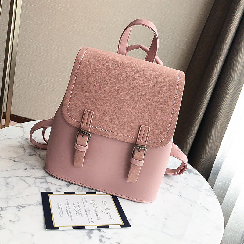 Korean solid color schoolgirl's backpack