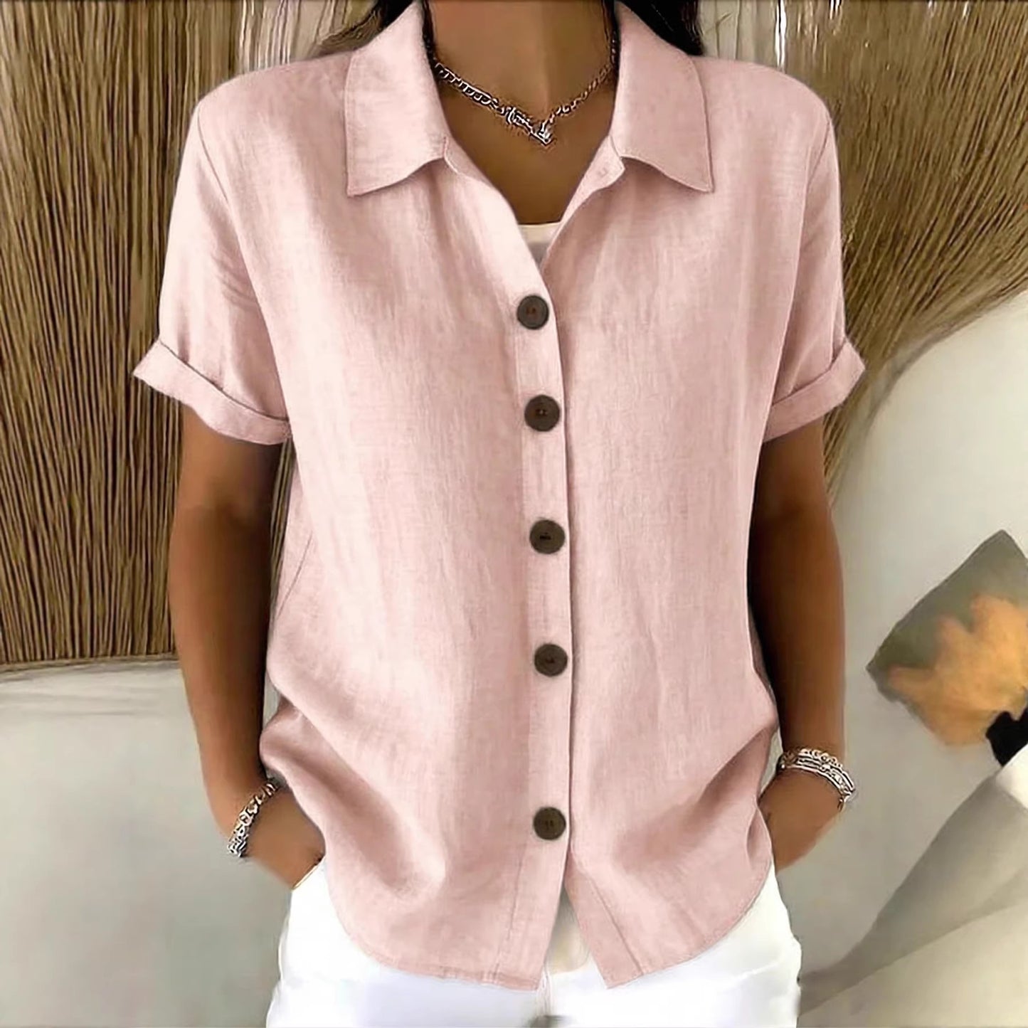 Women's Lapel-button Long-sleeve Shirt