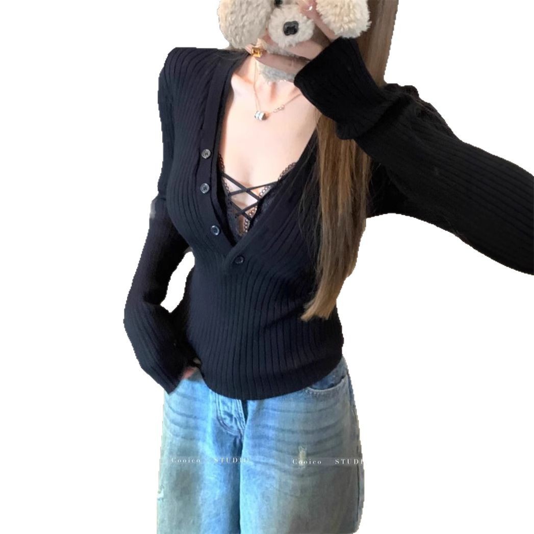 Women's Slim-Fit Long Sleeve Knit Sweater