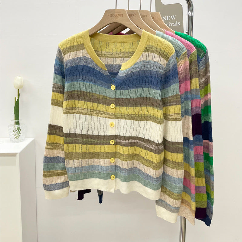 Women's Colorful Sweater Cardigan Spring New V-neck