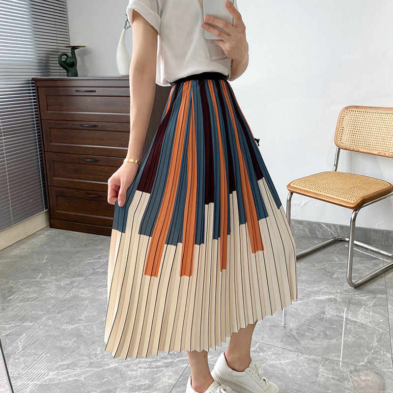 Contrasting Color Piano Skirt Women's Clothing