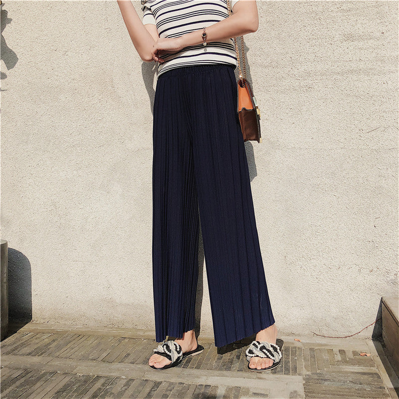 High Pleated Chiffon Wide-leg Pants For Women In Spring And Summer