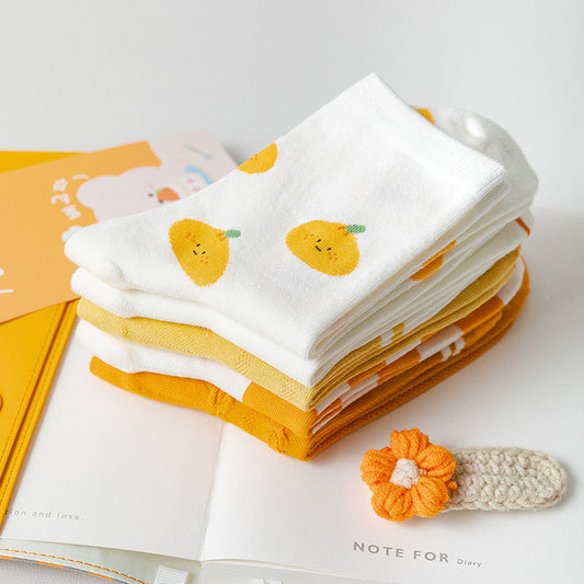 Women's Medium Tube Japanese Ins Fruit Street Cotton Socks