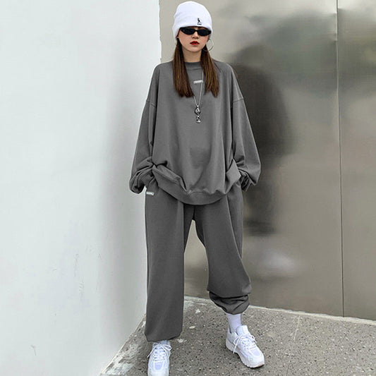 Casual Sports Suit Long Sleeve Loose T-shirt High Waist Pants