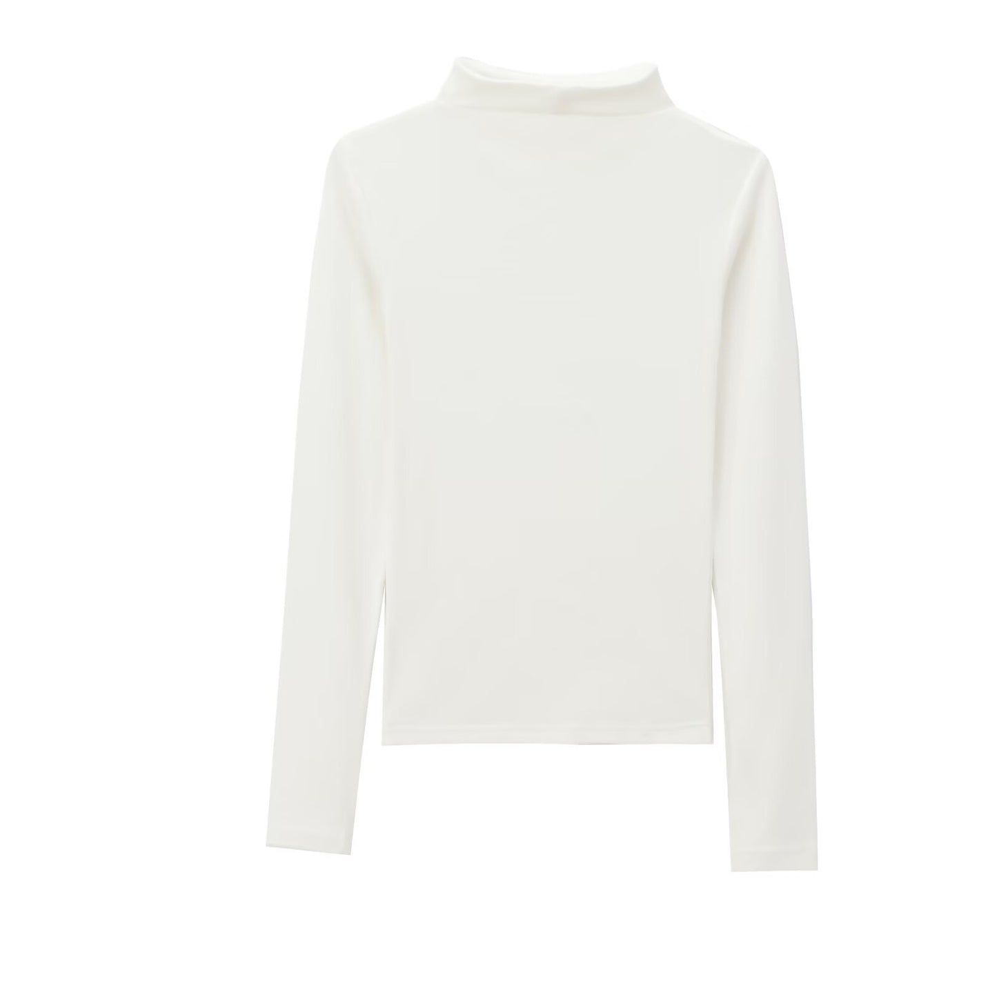 Nye efterårsdametøj mode alsidig simpel rullekrave T-shirt