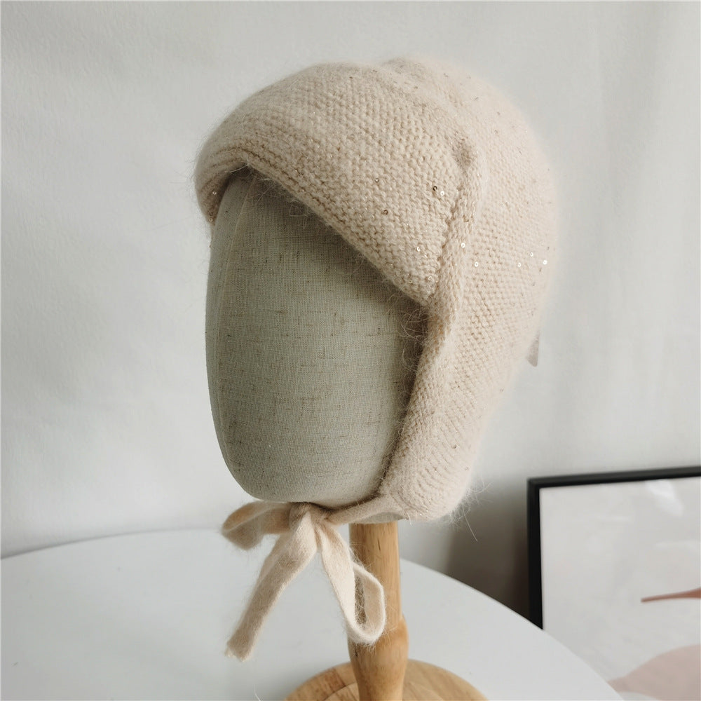 Women's Autumn And Winter Warm Rabbit Fur Sequin Hat