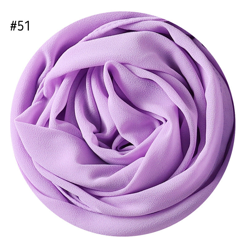 Women's Simple And Versatile Solid Color Pearl Chiffon Scarf