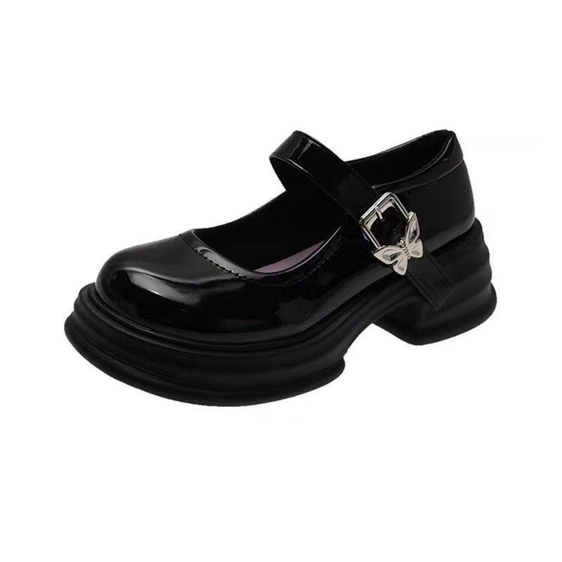 Korean Small Leather Women's Summer Thin British Style Versatile Thick-soled Niche Skirt Low-cut French Shoes