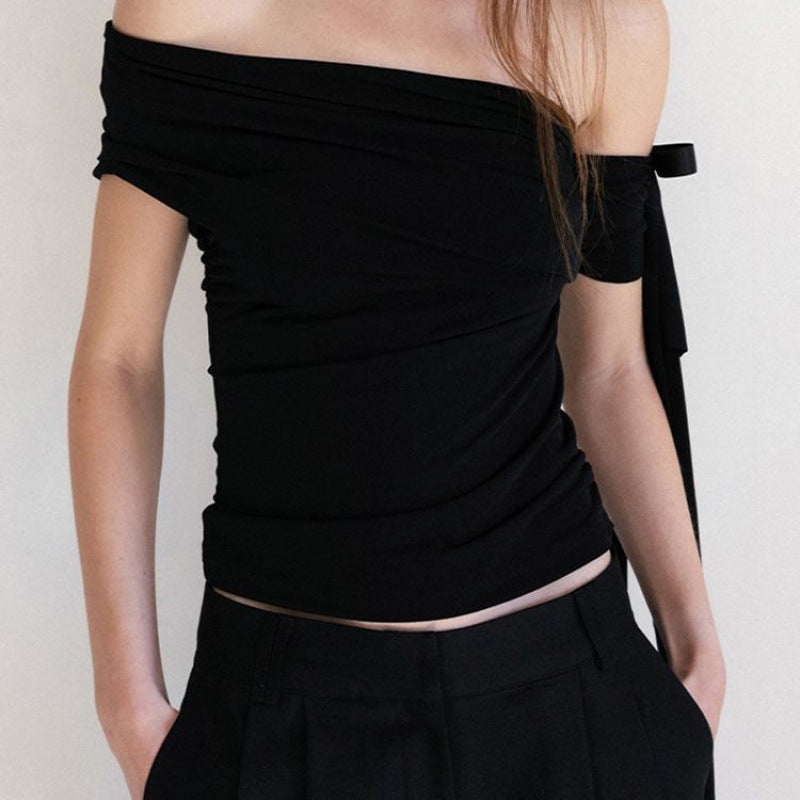 Slimming Designer-style White Off-shoulder Top