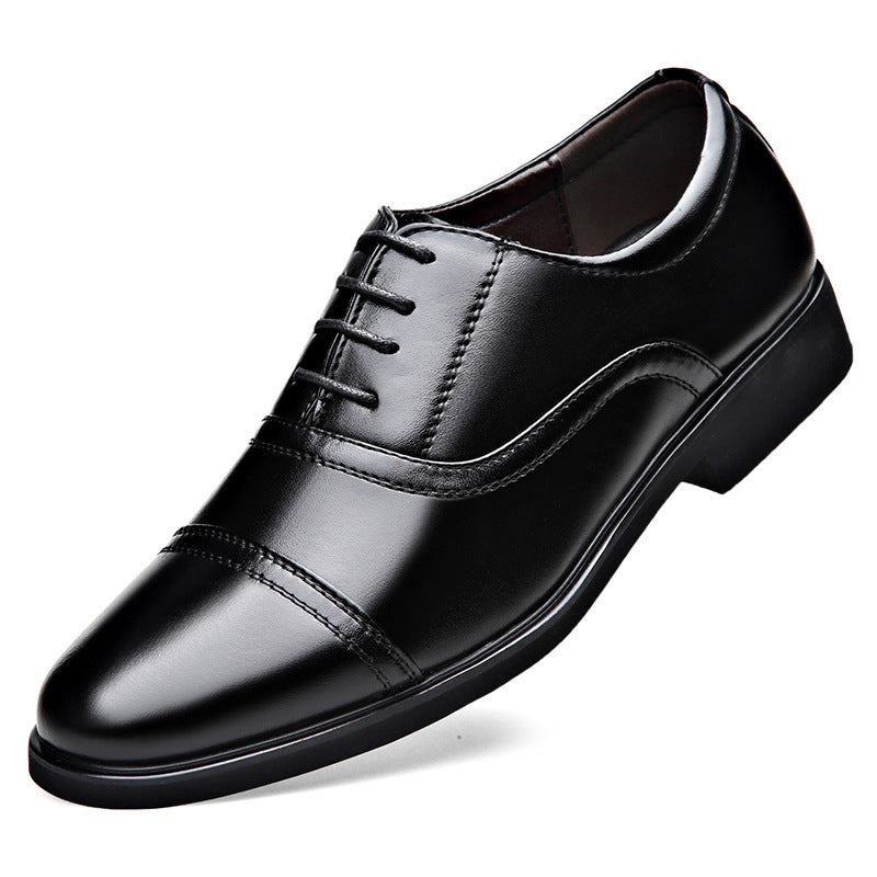 Men's Business Casual Pointed-toe Lace British Formal Wear Leather Shoes Soft Bottom