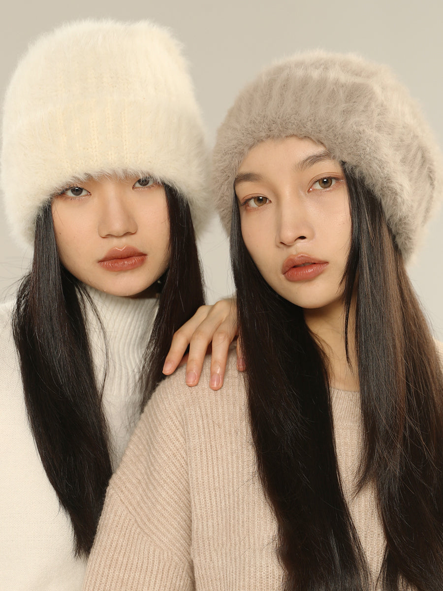 White Big Head Circumference Knitted Huge Woolen Hat