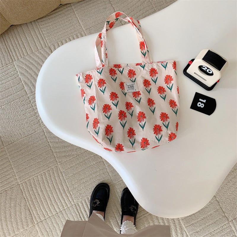 Tote Large Capacity Fashion Floral Canvas Shoulder Bag