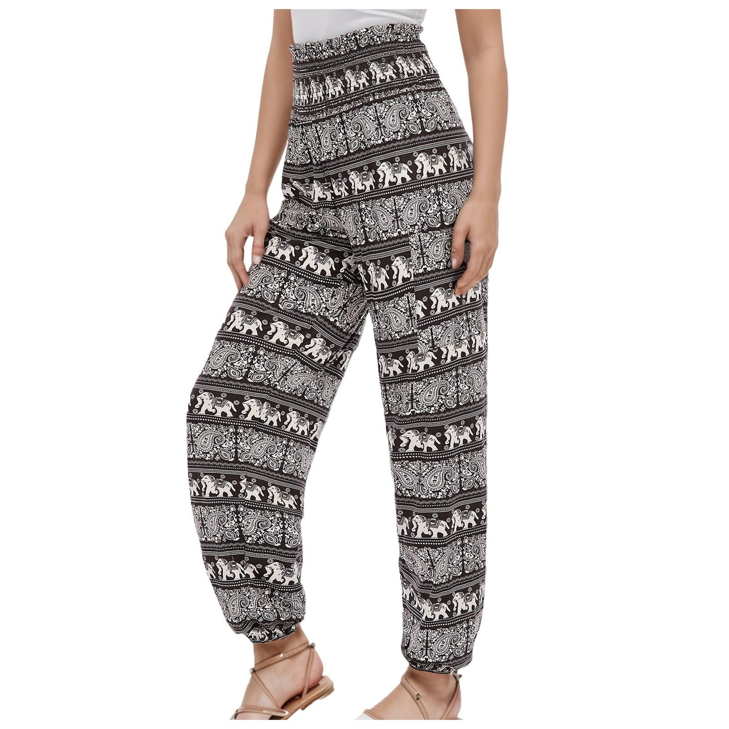 Women's Striped Digital Floral Print Casual Jumpsuit