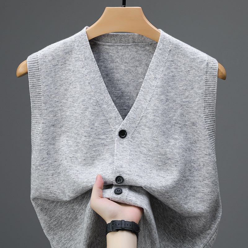 Men's Spring And Autumn Sleeveless Knitted Vest For Middle-aged And Elderly