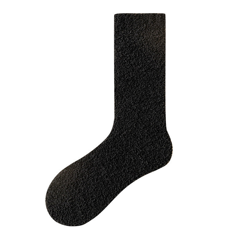Coral Velvet Solid Color Schoolgirl Socks