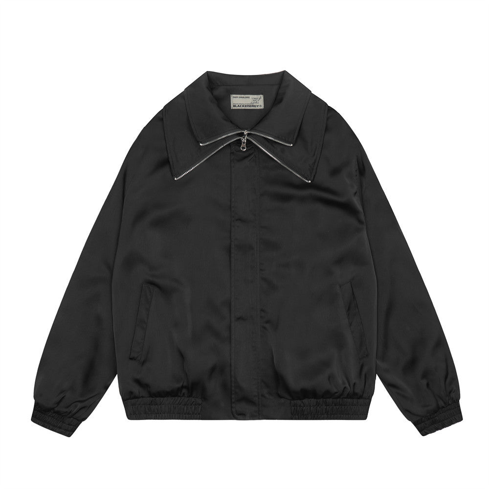 Male Double Layer Zipper Design Fake Two-pieces Coats