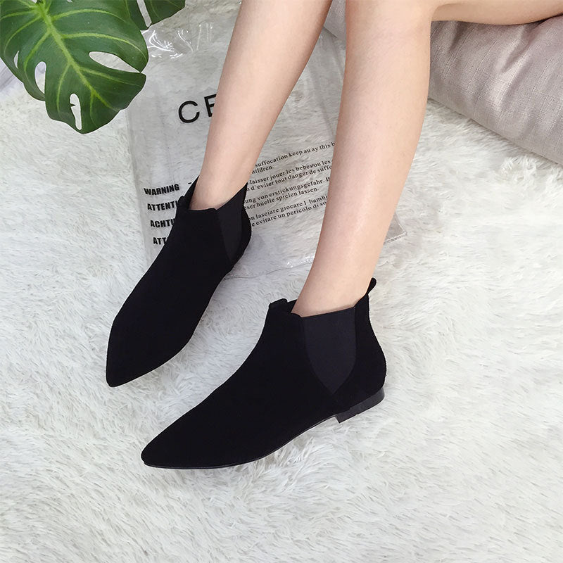 Martin Boots Black British Style Thick Heel Frosted Female Boots