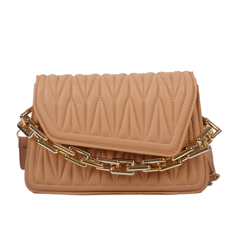 Hong Kong Style Retro Single Shoulder Bag Fashion Casual Messenger Texture Chain