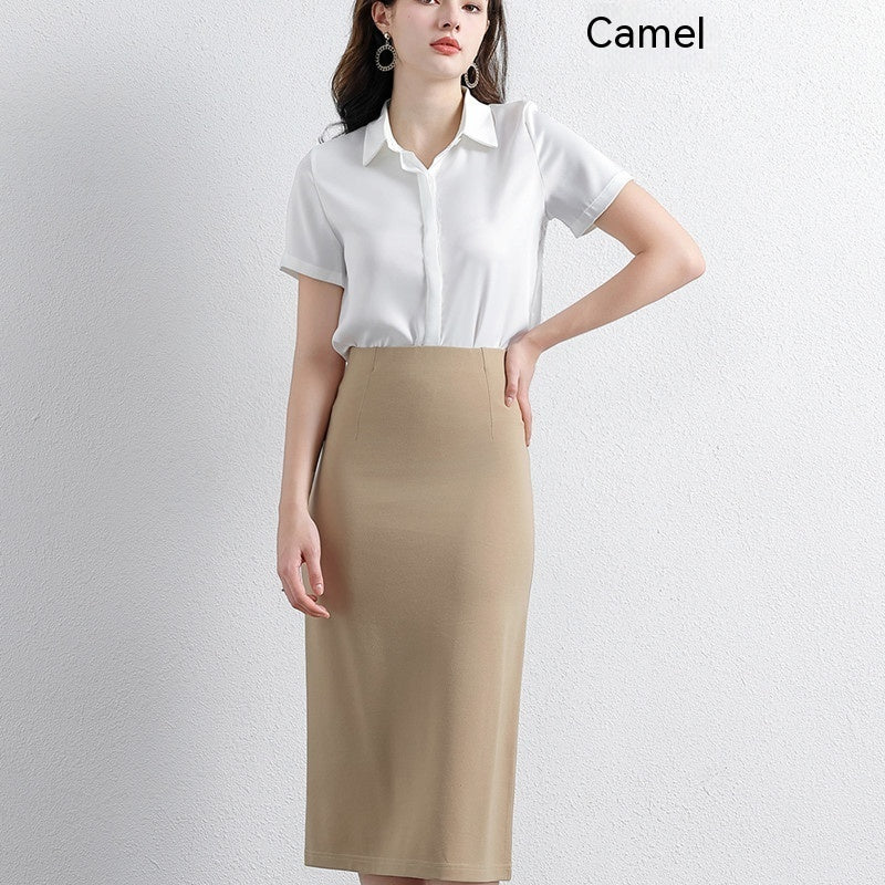 Black A- Line Skirt High Waist Slimming Knitted