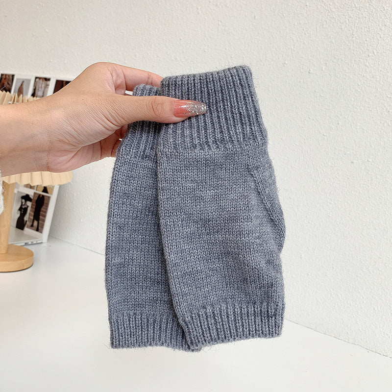 Women's Warm Knitting Wool Half Finger Gloves