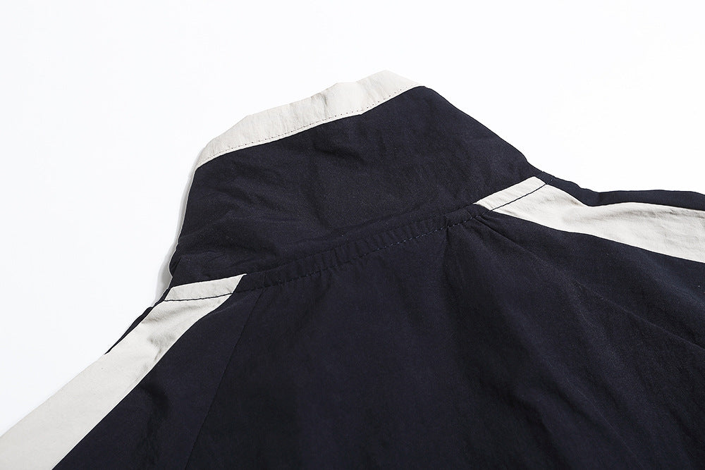 Fashion Contrast Stitching Short Sleeves Shirt Men
