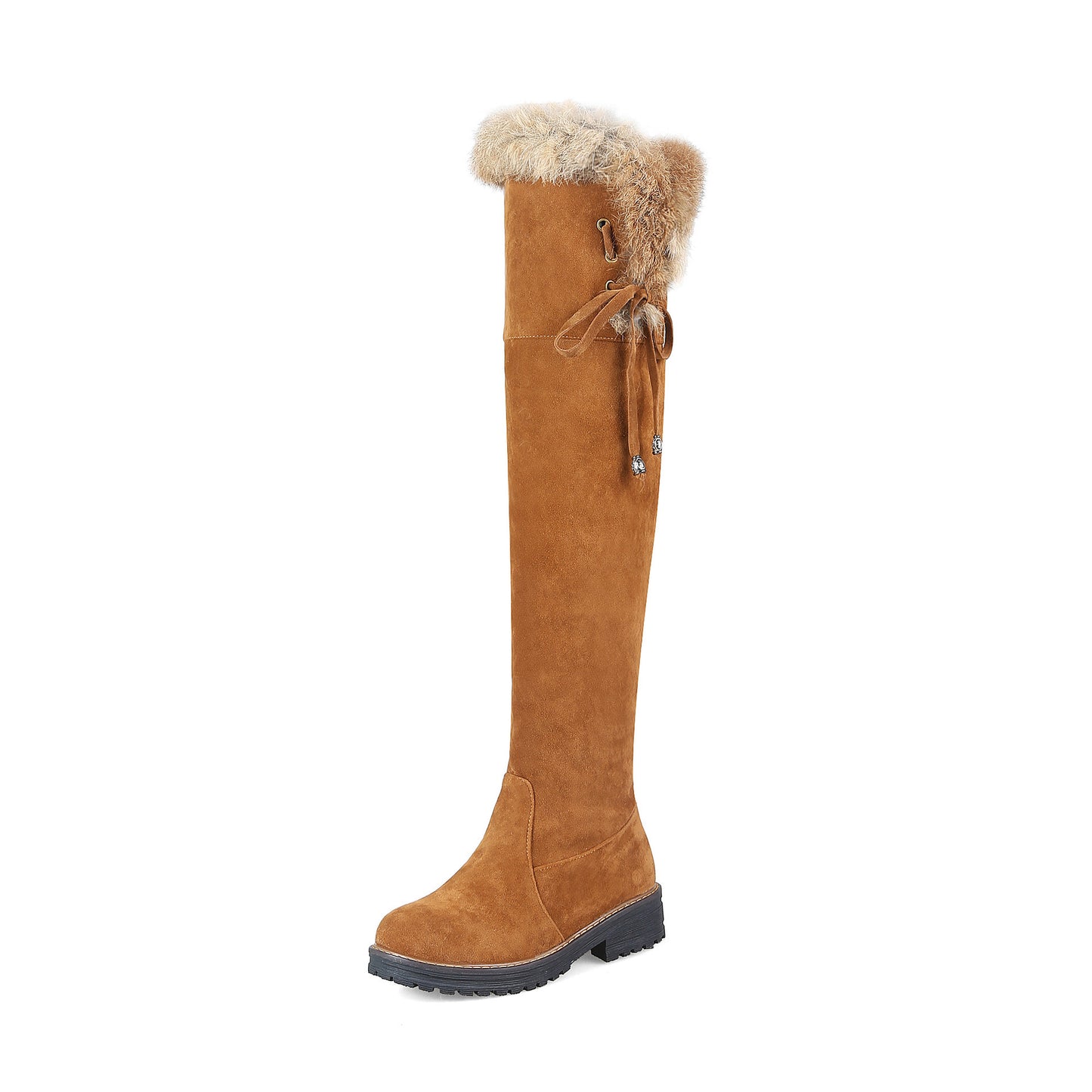 Autumn And Winter Simple Plus Size 40-44 Suede Over The Knee Student Women's Boots