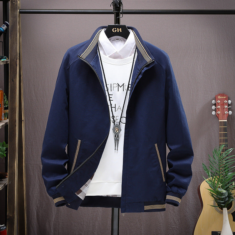 Men's Cotton Spring And Autumn Casual Stand Collar Jacket