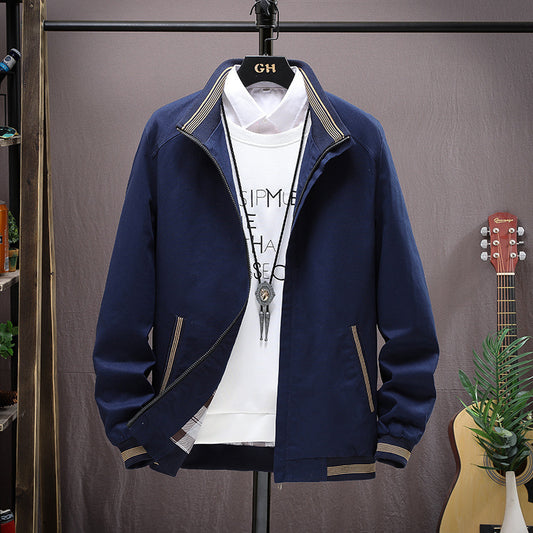 Men's Cotton Spring And Autumn Casual Stand Collar Jacket
