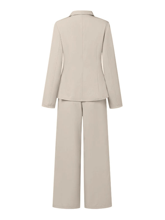 Solid Color Elegant Belted Suit For Women