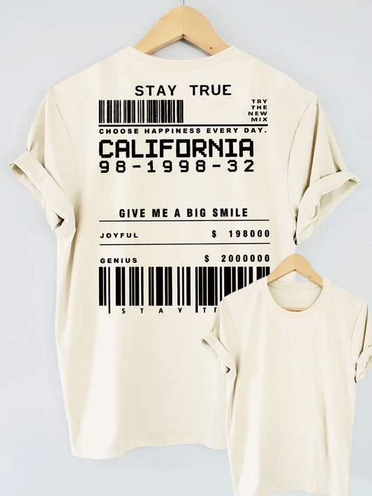 STAY TRUE Letter Print Short-sleeve Crew Neck